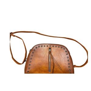 Sam & Hadley Studded Dome Crossbody Bag faux‎ leather brown